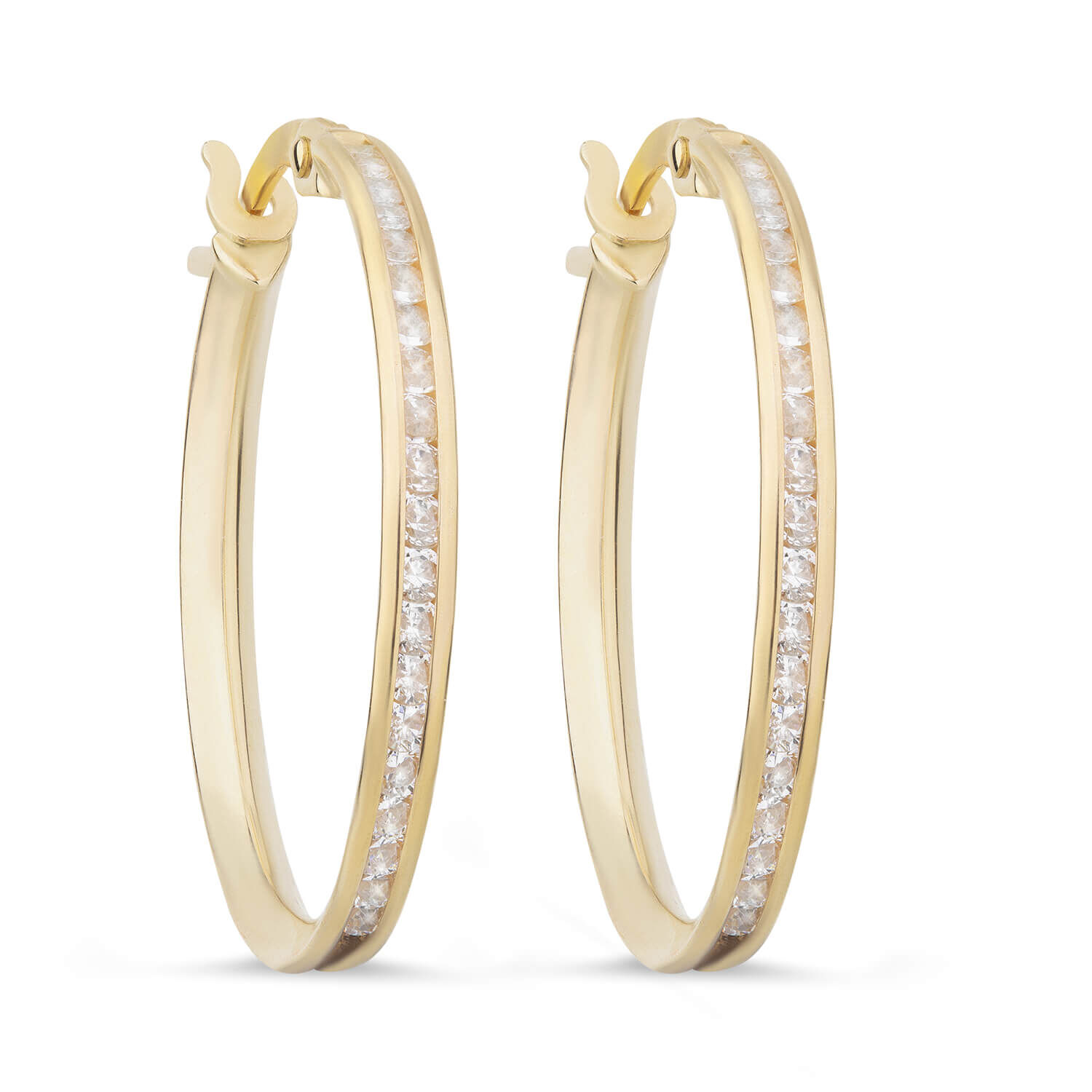 Cubic zirconia hoop earrings yellow gold top