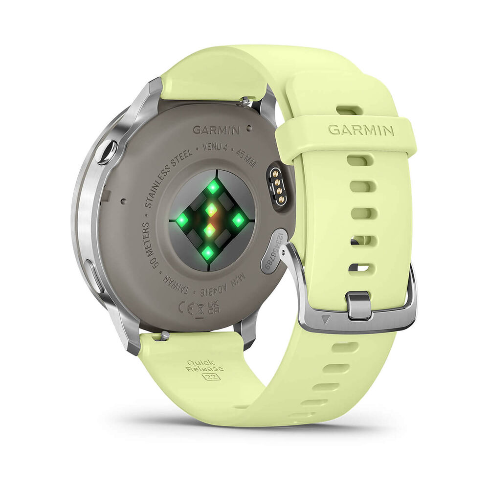 Garmin Venu 4 45mm Silver Bezel Citron Silicone Strap Watch image number 5