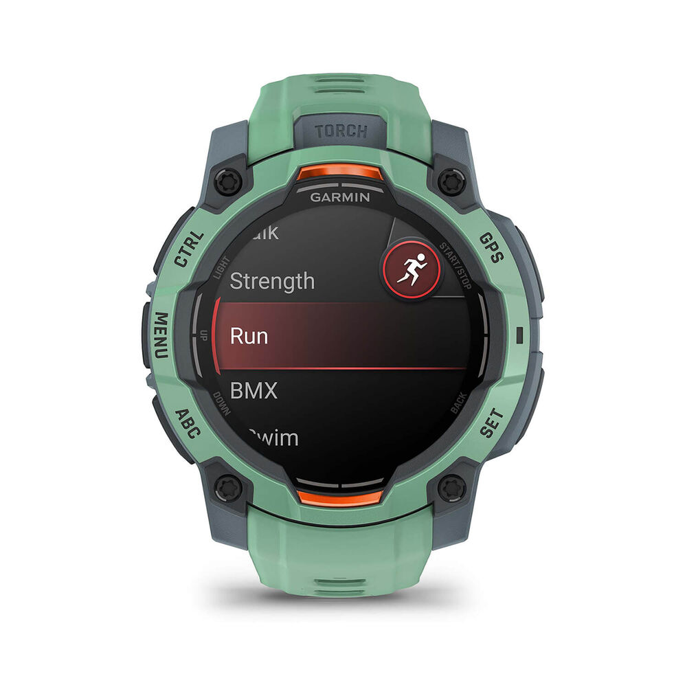 Garmin Instinct 3 AMOLED 45mm Neotropic Bezel & Silicon Strap Watch image number 2