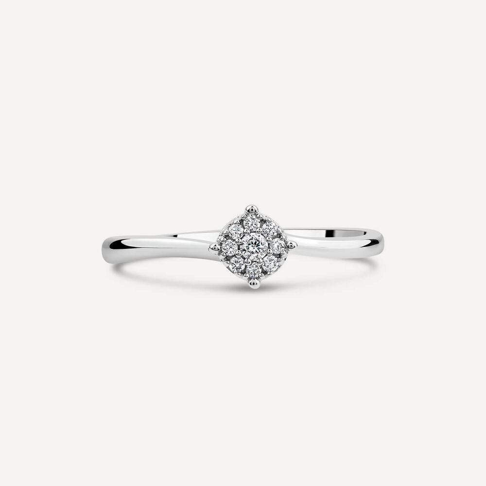 9ct White Gold 0.09ct Cluster Diamond Ring image number 1