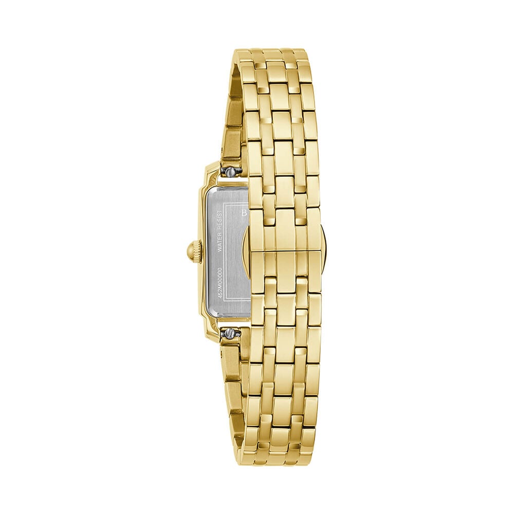 Bulova Sutton 21x33mm Mother of Pearl Dial Gold Tone Steel Bracelet Watch image number 1