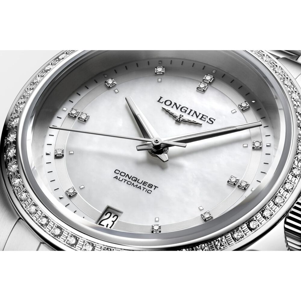 Longines Conquest 2023 34mm Pearlised Dial Steel Case & Bracelet Ladies' Watch image number 5