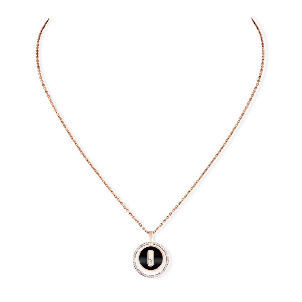 Messika Lucky Move 18ct Rose Gold 0.20ct Diamonds & Onyx Necklace image number 1