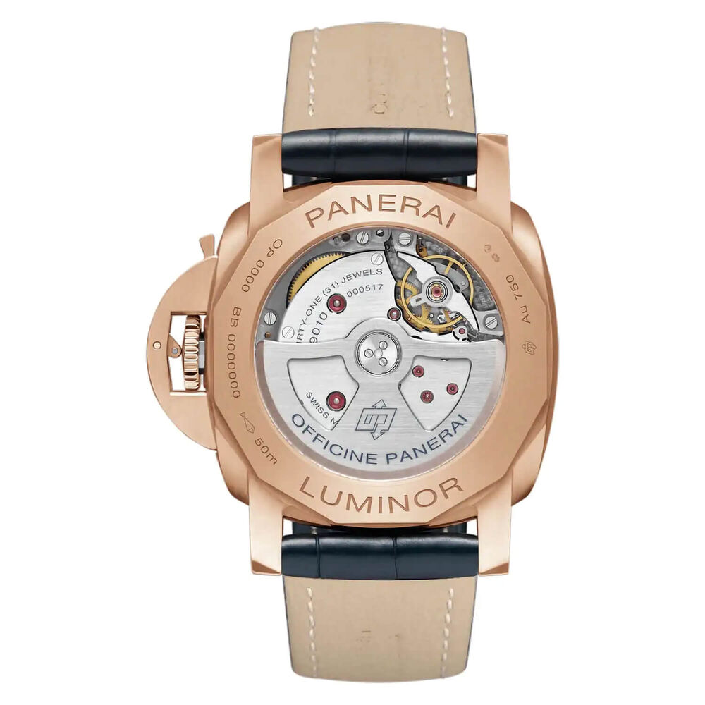 Panerai Luminor 44mm Marina Goldtech™ Sole Blu Blue Dial Strap Watch image number 1