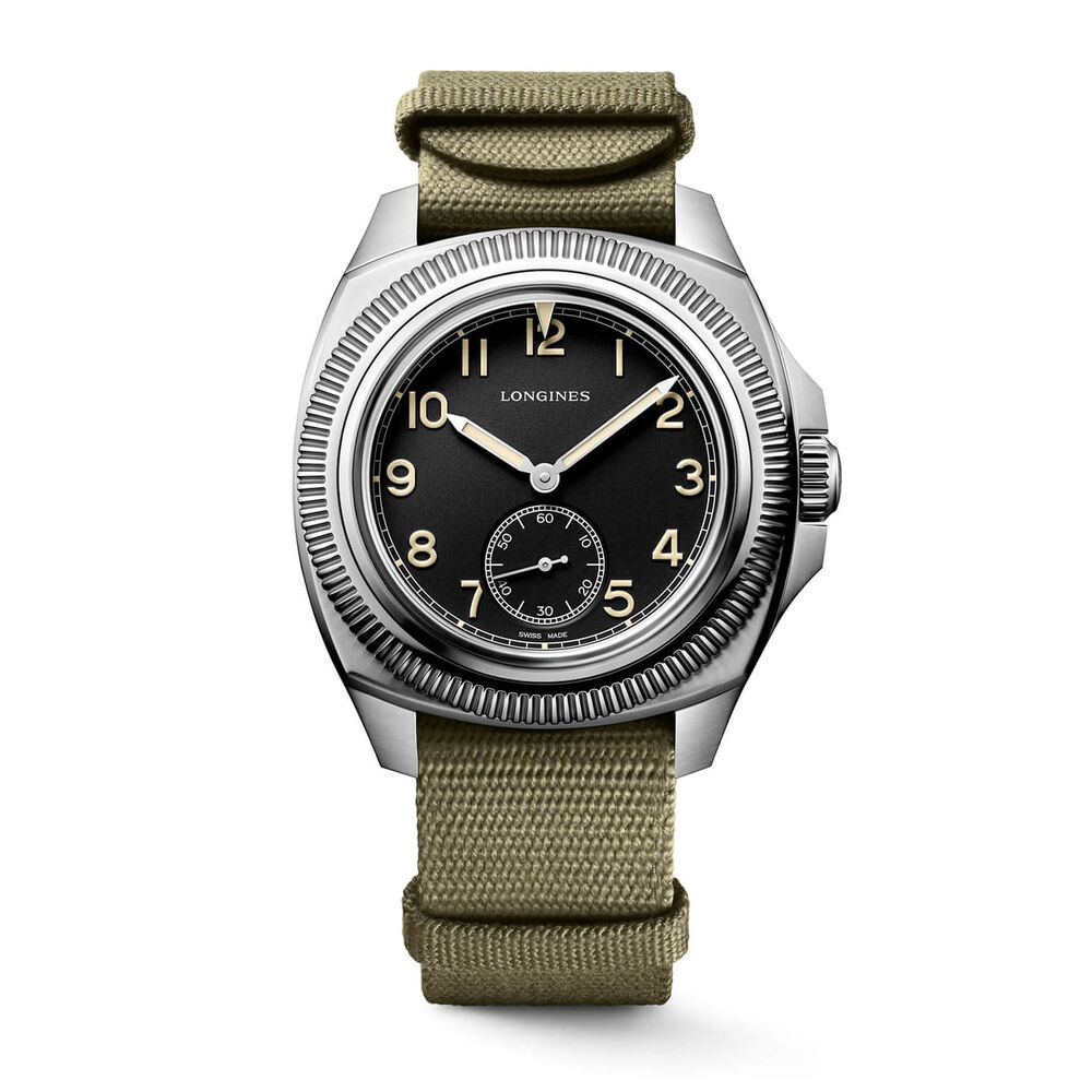 Longines Pilot Majetek 43mm Black Dial Steel Case Fabric Strap Watch image number 0