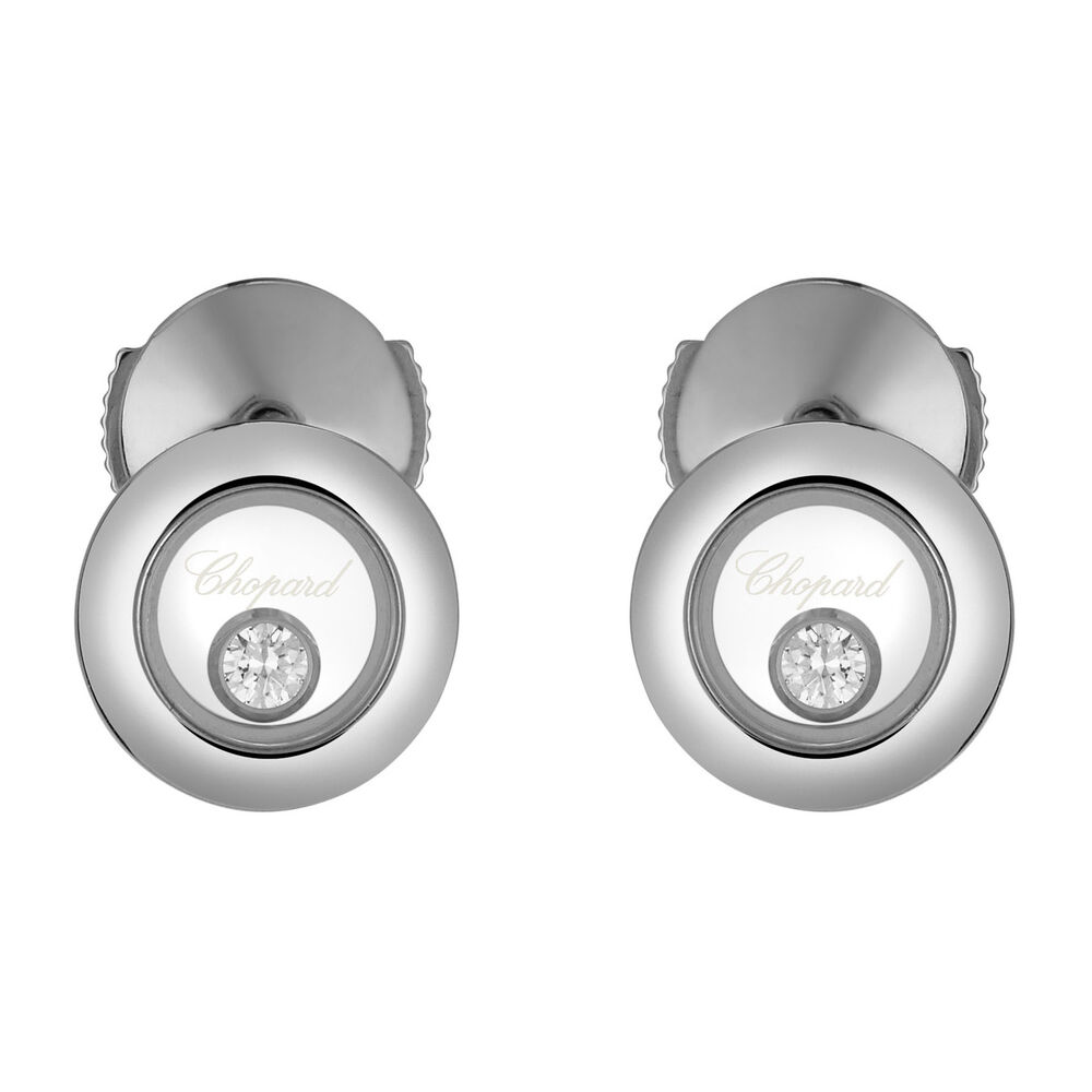 Chopard 18ct White Gold Happy Diamond Icon Round Earrings image number 0