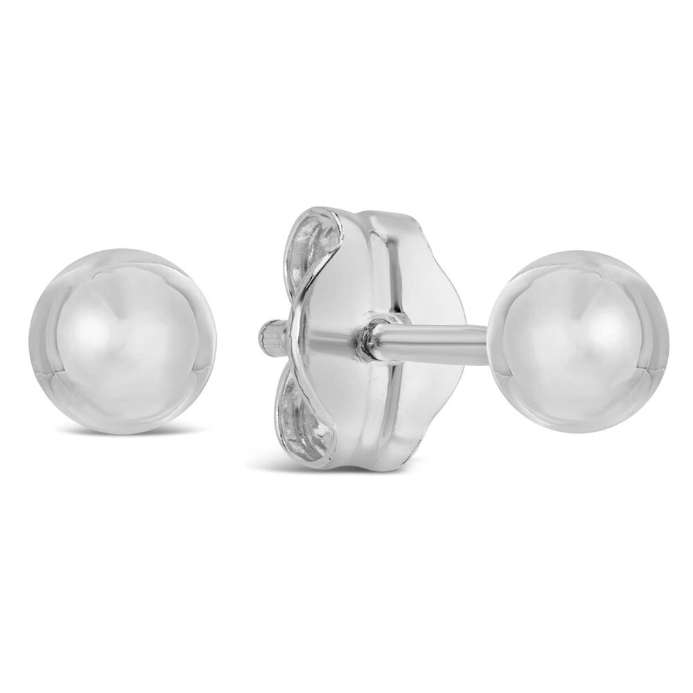 9ct White Gold 5mm Polished Ball Stud Earrings image number 1