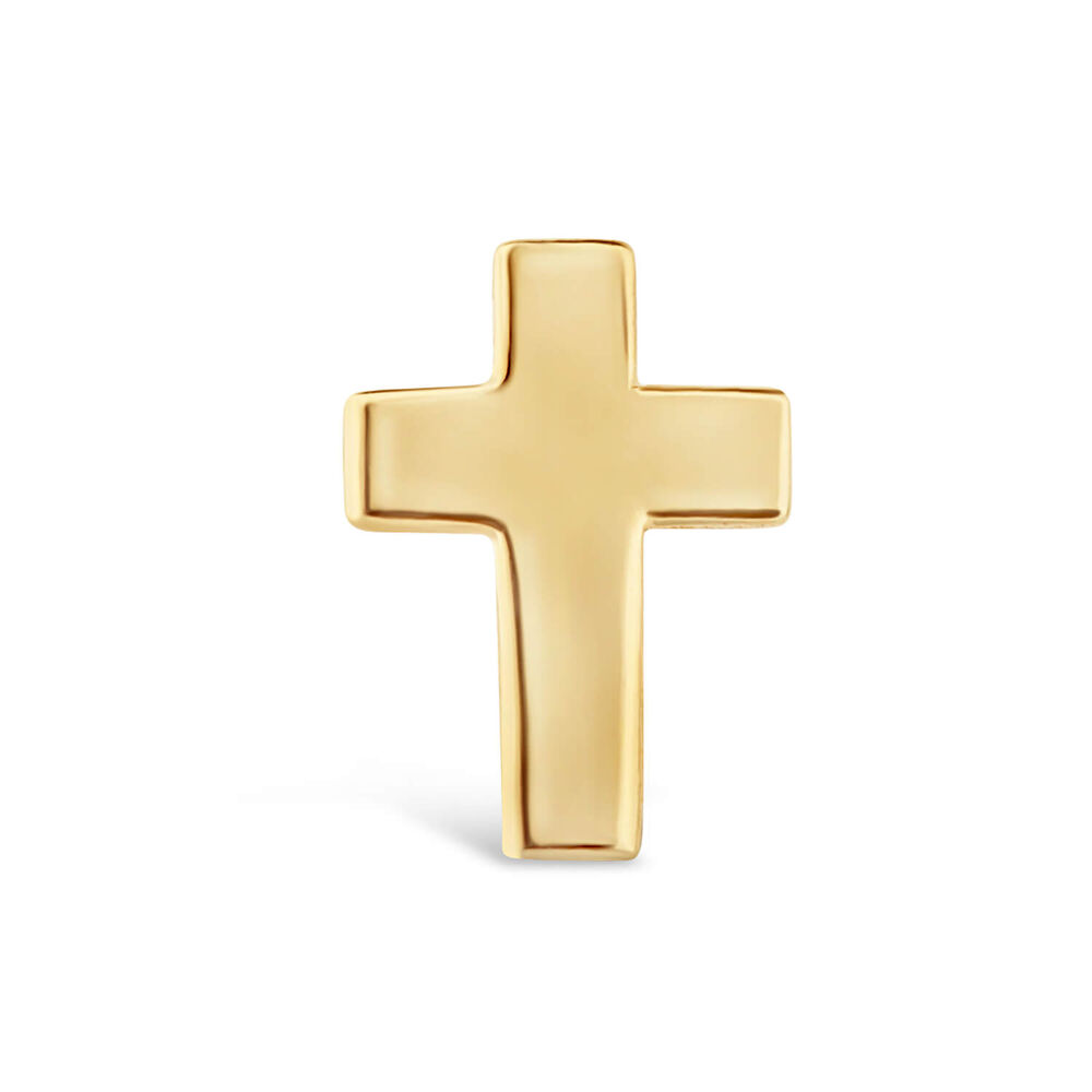 9ct Yellow Gold Cross Single Stud Earring image number 0