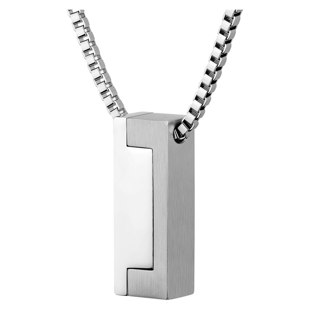 BOSS Candor Brushed & Polished Steel Necklace image number 4