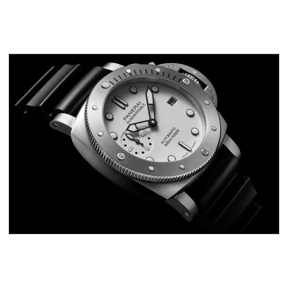 Panerai Submersible 42mm Bianco White Dial Black Strap Watch image number 2
