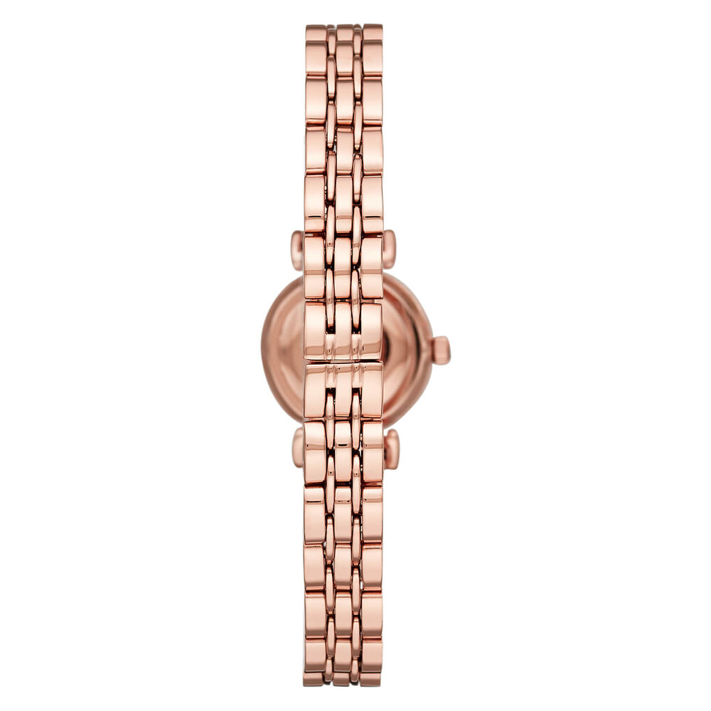 Emporio Armani Gianni T-Bar Quartz Rose Gold Plated Case Strap Watch