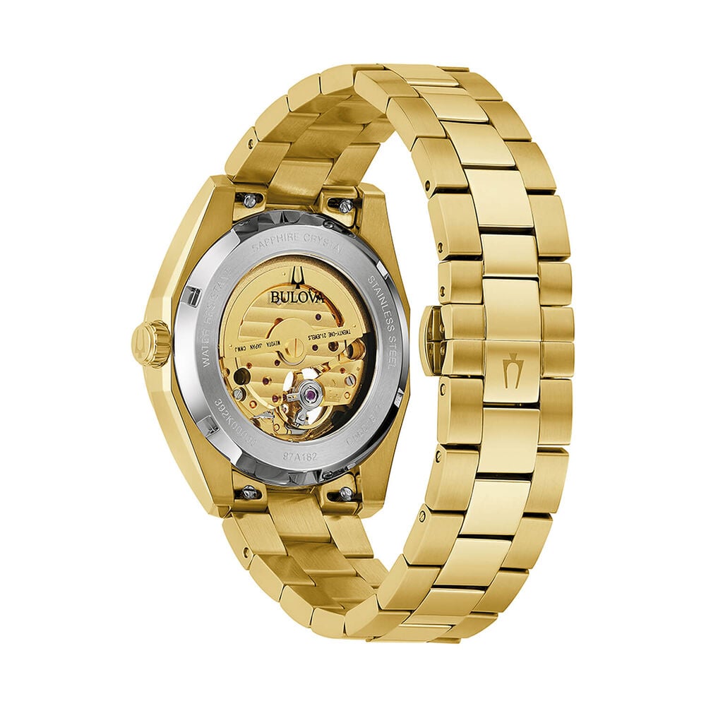 Bulova Surveyor Automatic 39mm Gold Dial Gold Tone Steel Bracelet Watch image number 1