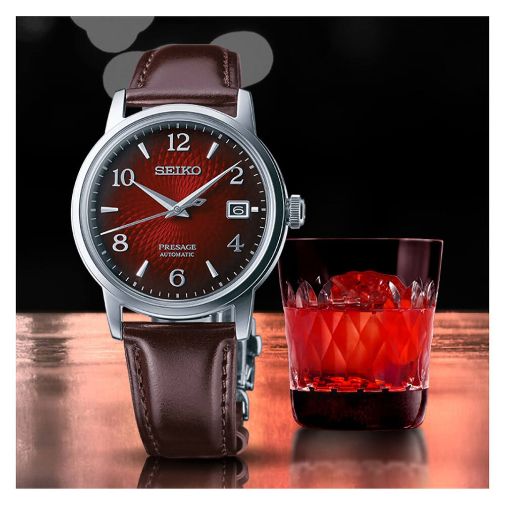 Seiko Presage Cocktail Collection 38.5mm Red Dial Mens Watch