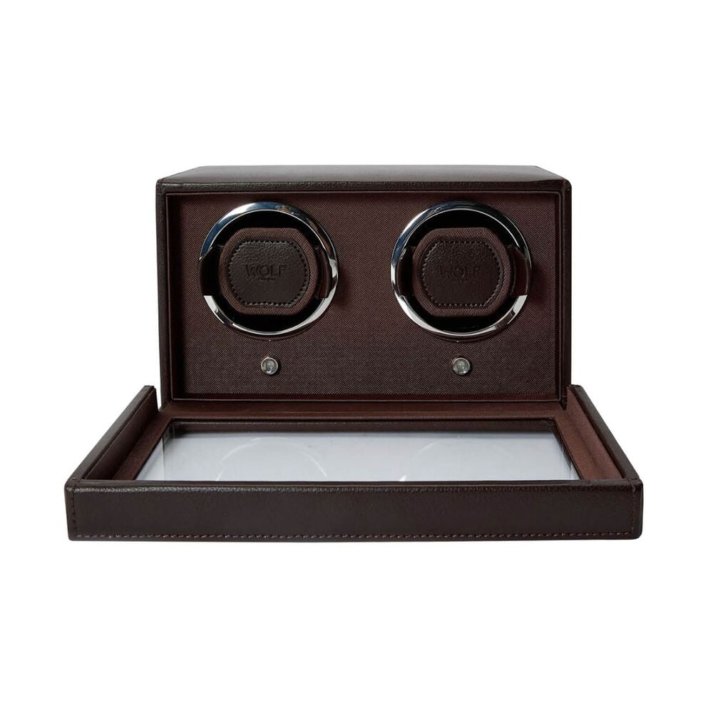 WOLF Cub Brown Double Watch Winder With Cover