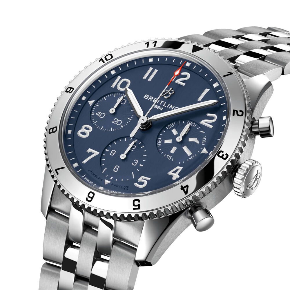 Breitling Classic AVI Vought F4U Corsair 42mm Blue Chronograph Dial Steel Case & Bracelet Watch image number 1