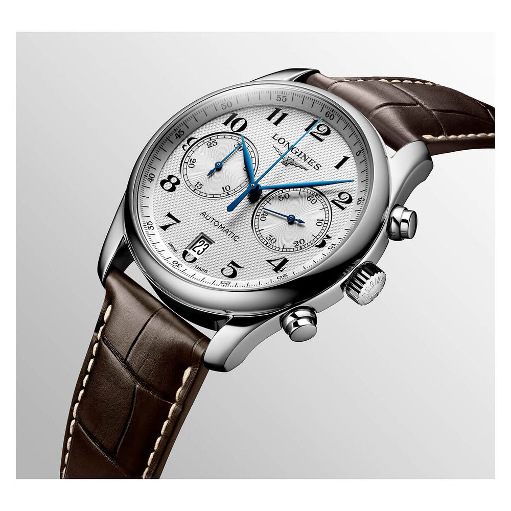 Longines Master Collection Collection automatic chronograph brown strap watch image number 2