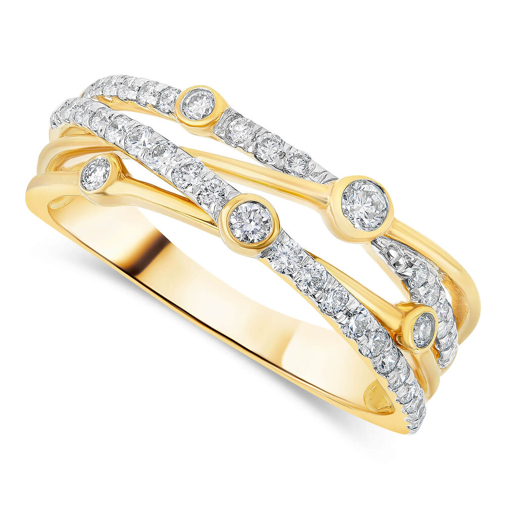 9ct Yellow Gold 0.50ct Diamond Crossover Bubble Ring image number 0