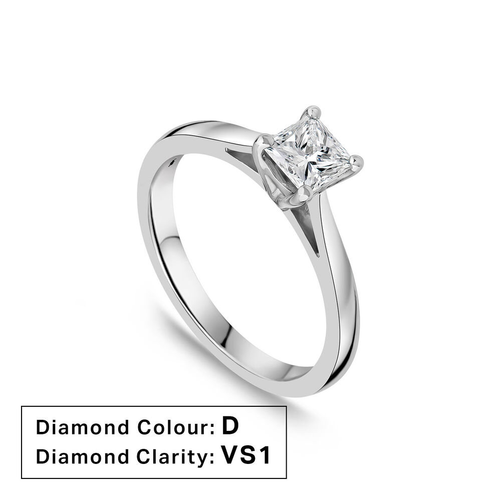 Platinum 0.61ct Princess Diamond Four Claw Solitaire Ring