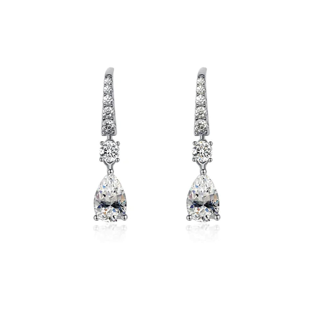 CARAT* London Thea Pear Cubic Zirconia White Gold Plated Drop Earrings