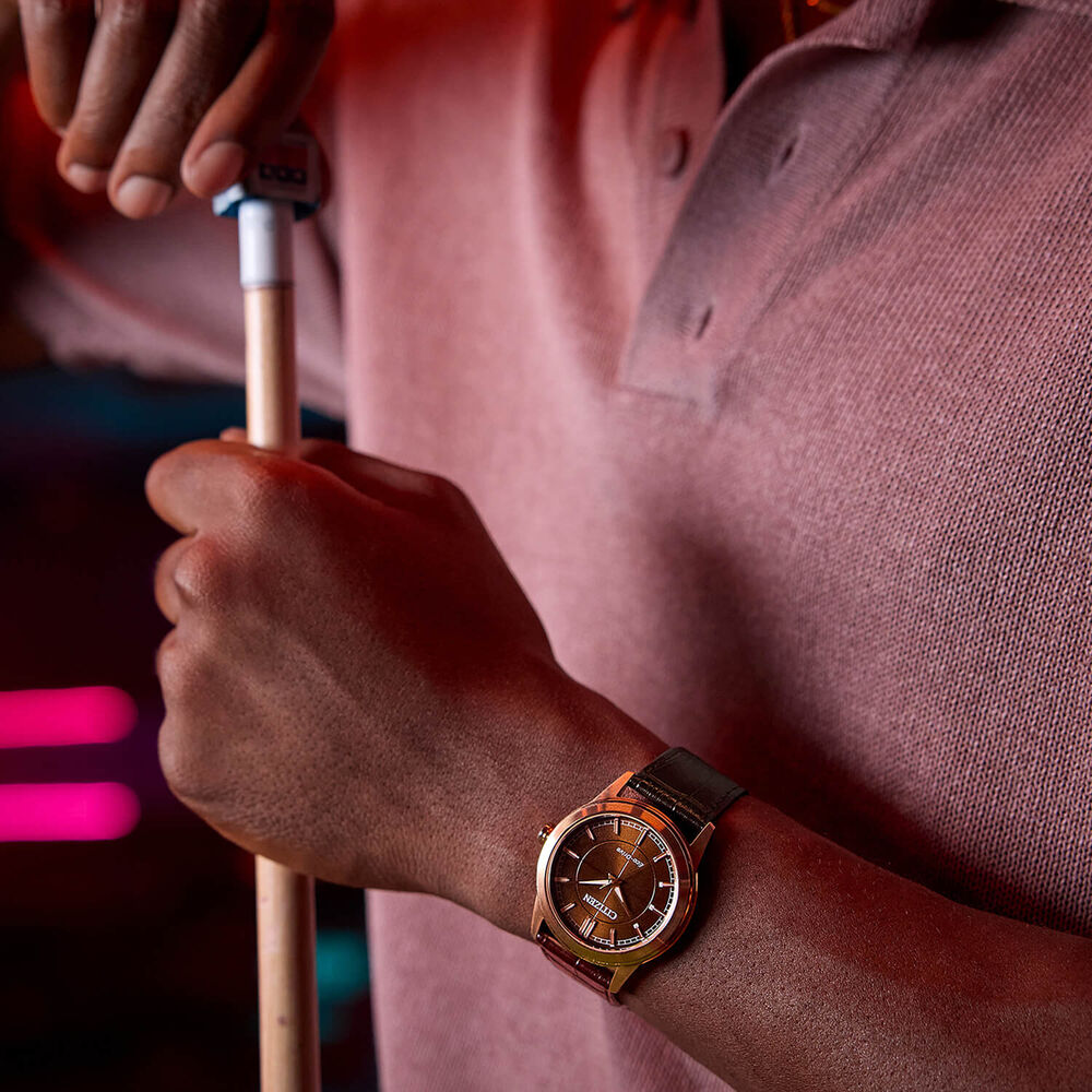Citizen Rolan 41mm Brown Dial & Brown Leather Strap Watch