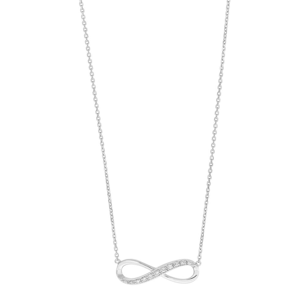 9ct white gold diamond infinity necklace