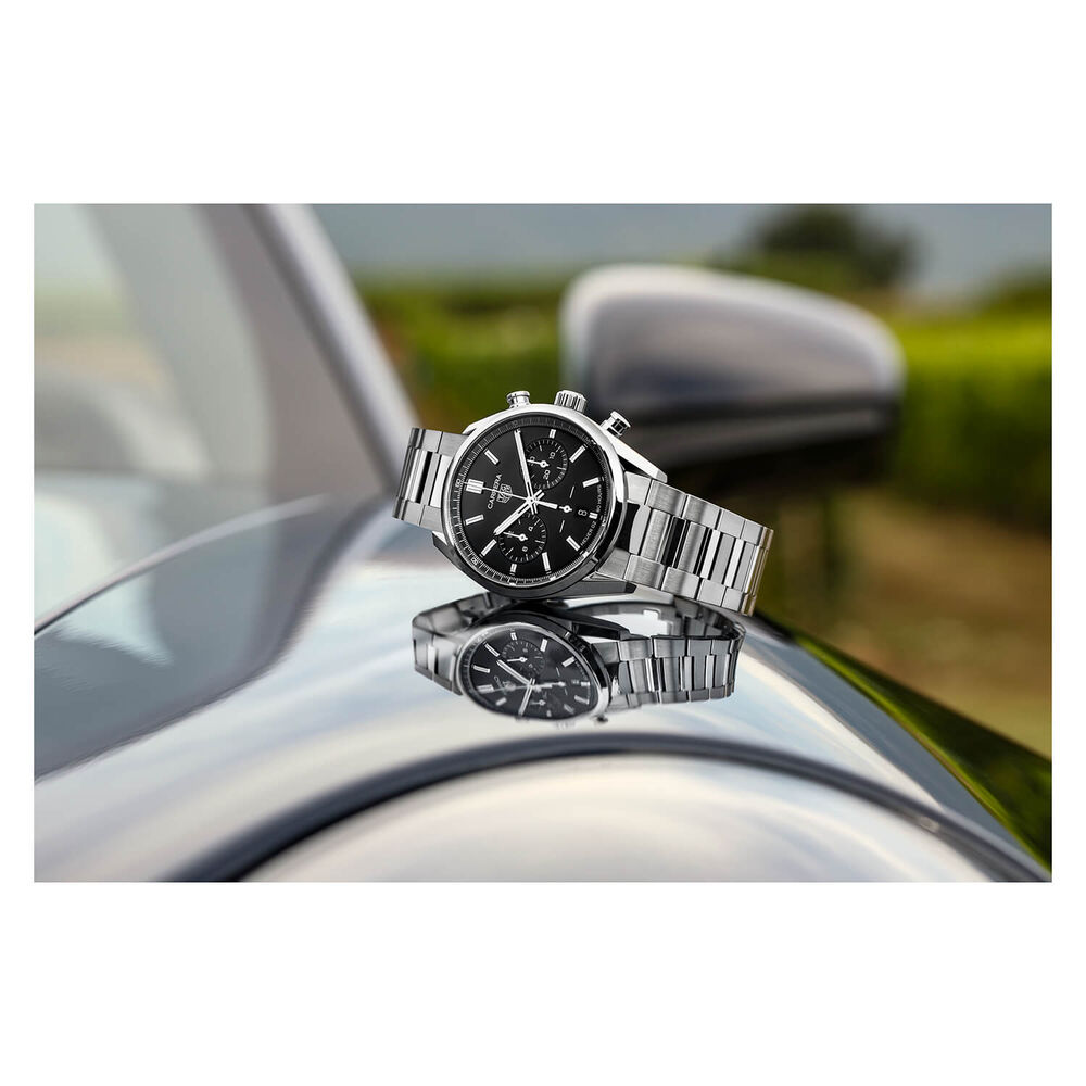 TAG Heuer Carrera Chronograph 42mm Black Dial Stainless Steel Bracelet Watch image number 5