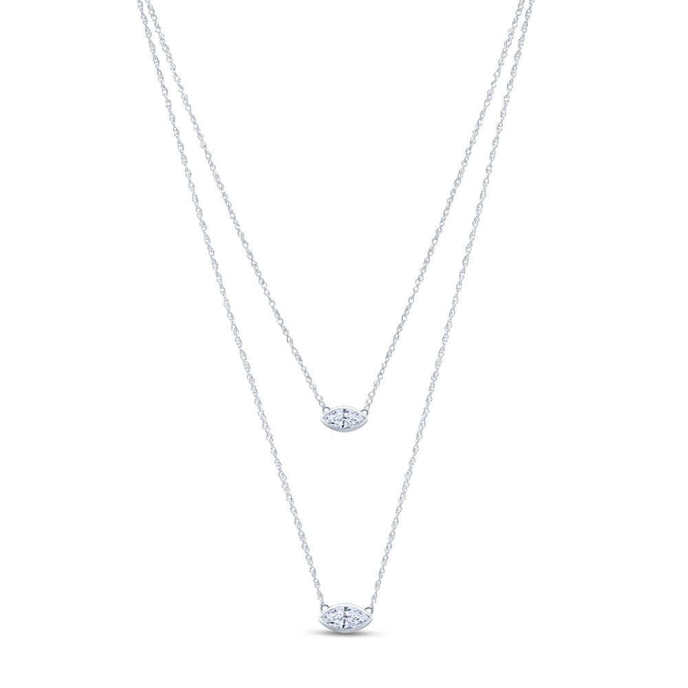 Born Contour 9ct White Gold 0.40ct Marquise Lab Grown Diamond Double Necklet