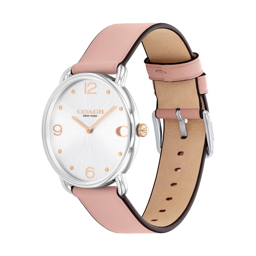Coach Elliot 36mm Silver Dial Pink Leather Strap Watch