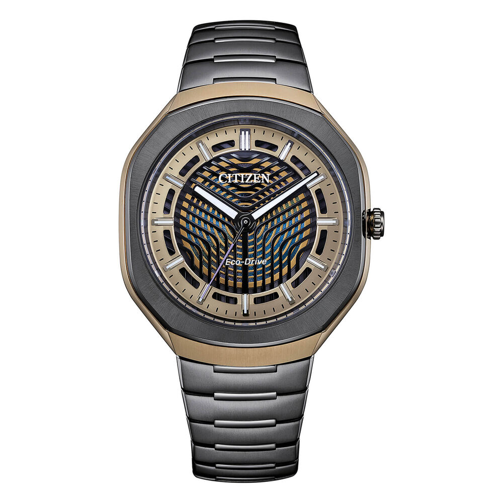 Citizen Eco-Drive PHOTON 40mm Black Dial Grey Ion Plated Super Titanium Bracelet Watch