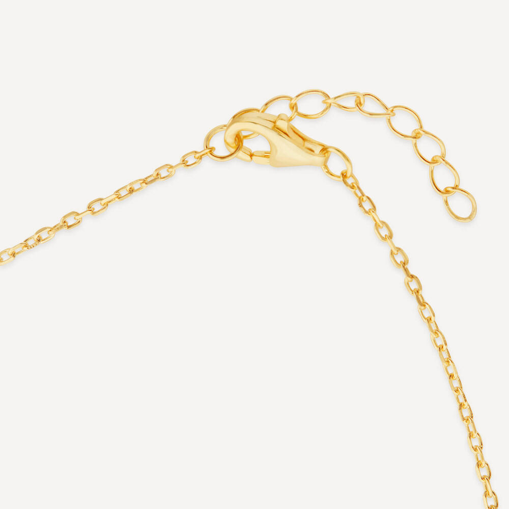 Silver & Yellow Gold Plated Double Circle White Enamel Necklet image number 4
