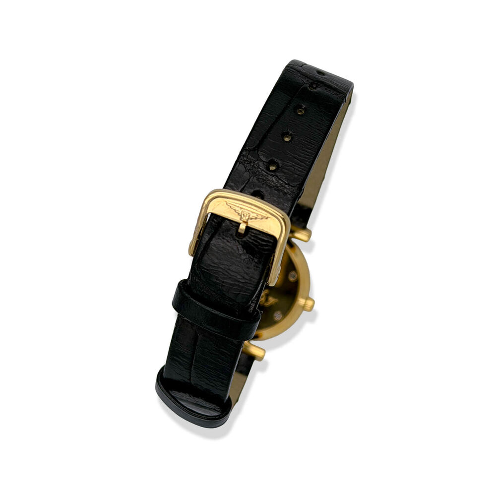 Pre-Owned Longines La Grande Classique 24mm White Dial Gold PVD Case Black Leather Strap Watch