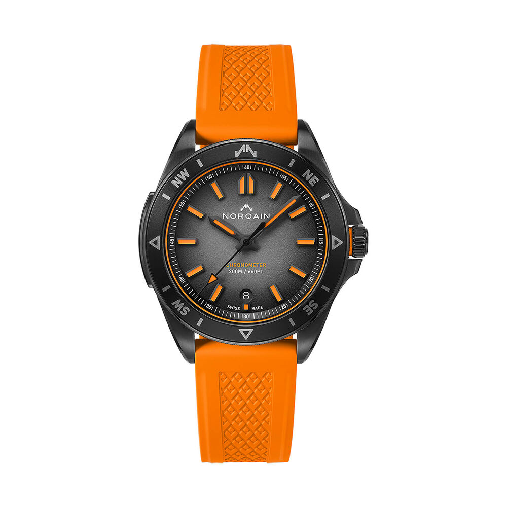 NORQAIN Adventure NEVEREST 40mm Black Dial Orange Rubber Strap Watch