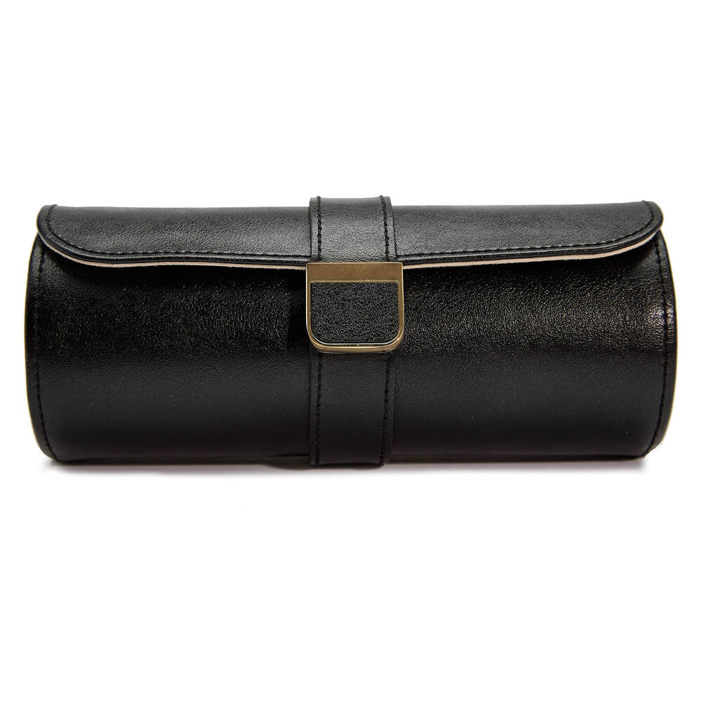 WOLF PALERMO Double Watch Roll & Jewellery Black Pouch
