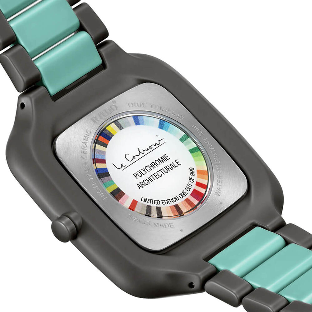 Rado True Square Thinline Les Couleurs™ Le Corbusier 37mm Black Dial Bracelet Watch image number 4