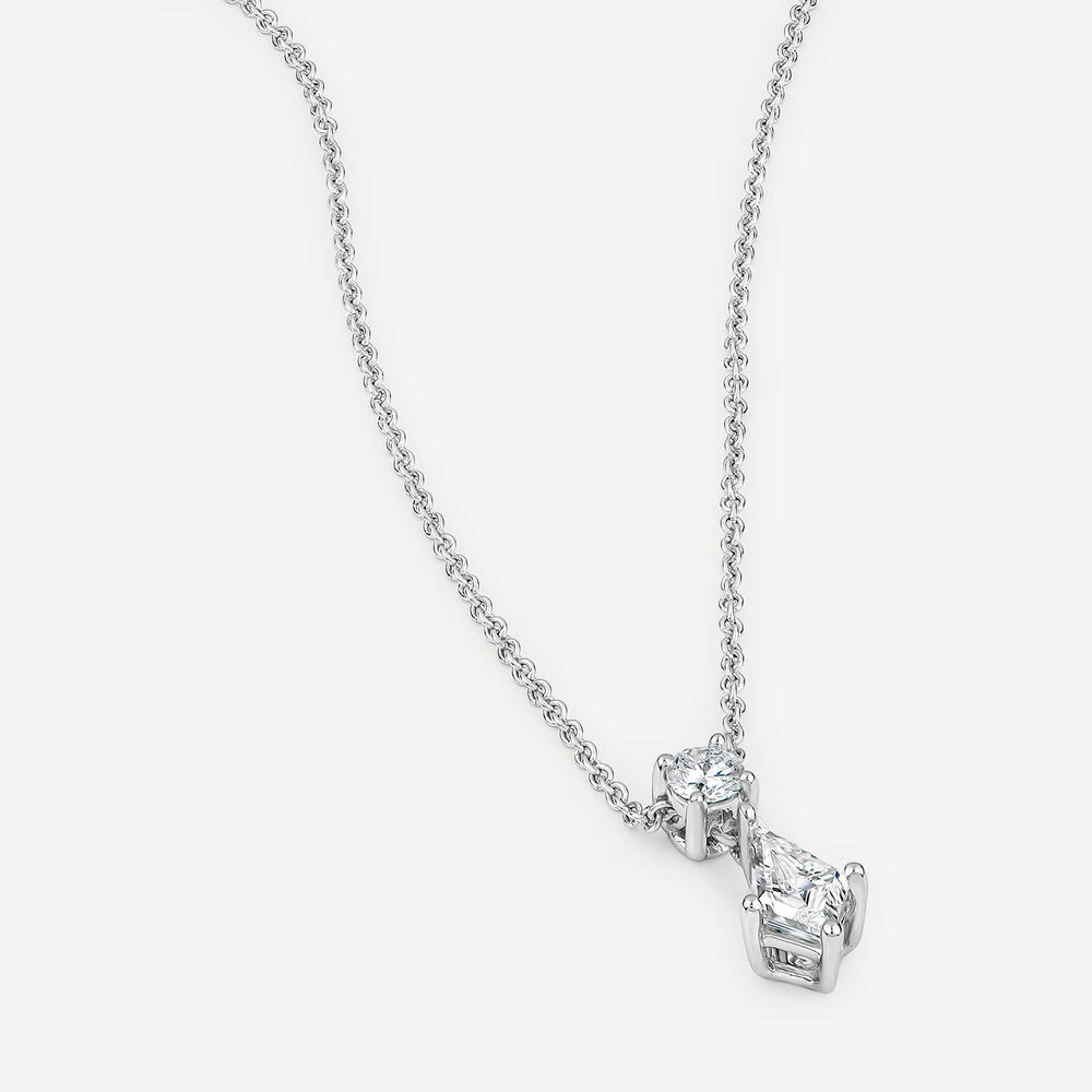 Born Classic 9ct White Gold Lab Grown 0.50ct Kite Shape & Round Brilliant Diamond Pendant image number 2
