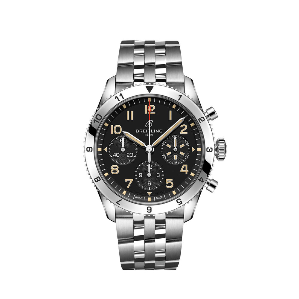 Breitling Classic Avi P-51 Mustang 42mm Black Chronograph Dial Bracelet Watch image number 0