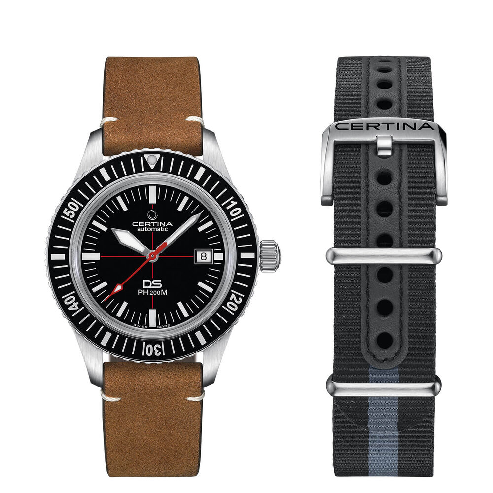 Certina Heritage DS Ph200M Powermatic 80 Black Tan Strap Watch