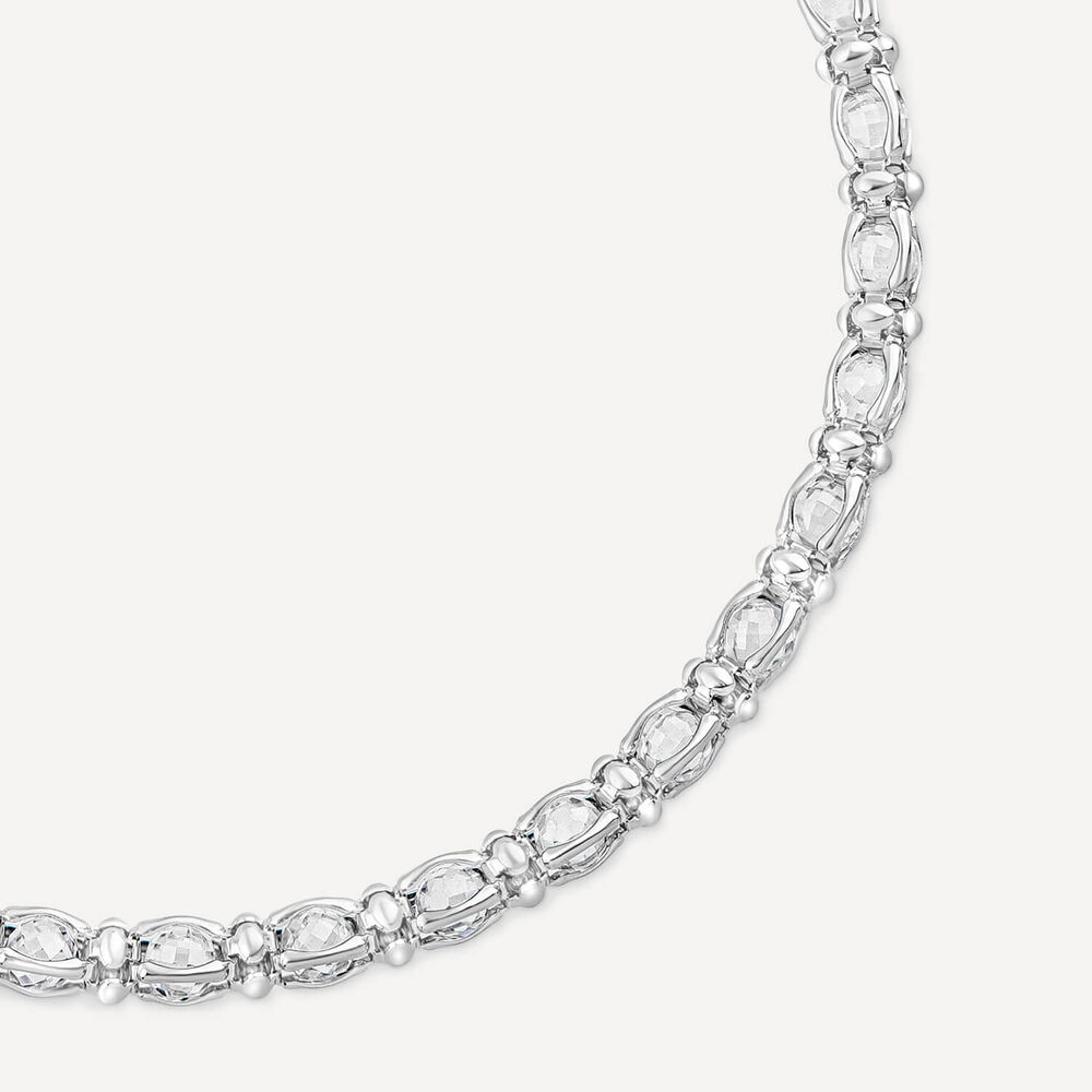 Sterling Silver Cubic Zirconia Set Rope Link Bracelet image number 1