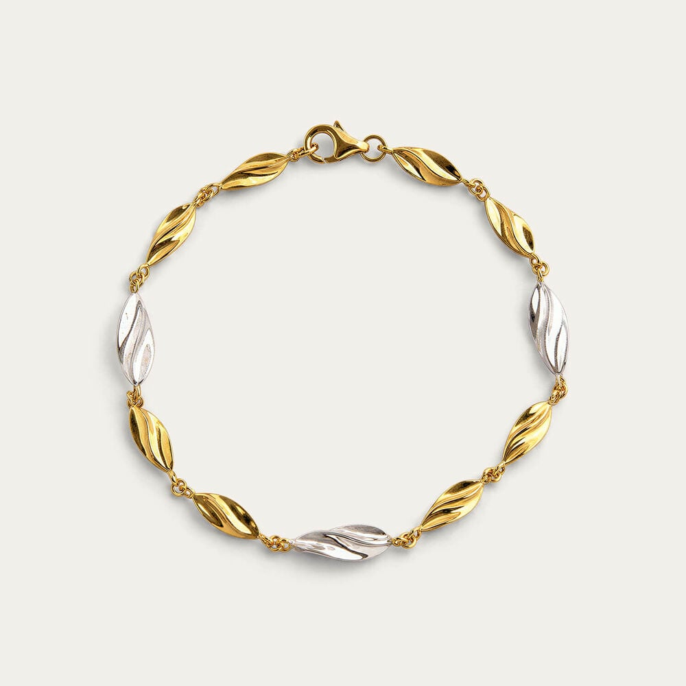 Sterling Silver Two Tone Twist Link Bracelet