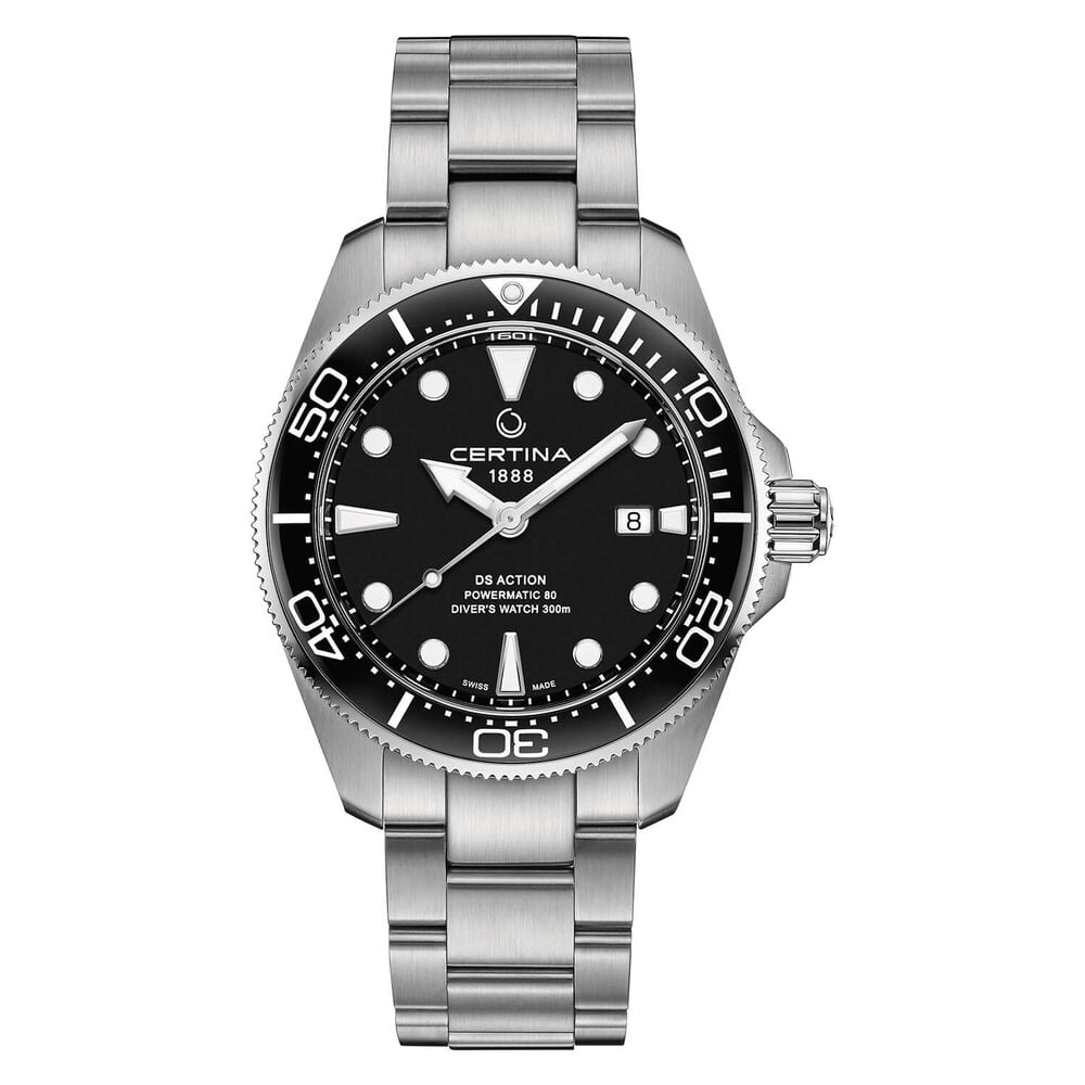 Certina DS Action Diver 43mm Black Dial Steel Case Bracelet Watch