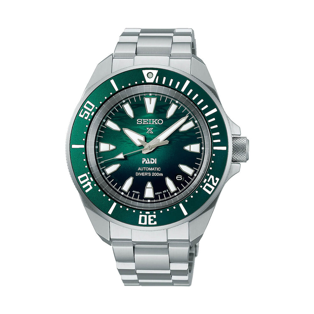 Seiko Prospex PADI 60th Anniversary 4R Compact Underwater Green 41mm Dial Steel Bracelet Watch image number 0