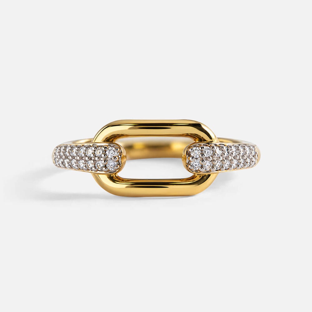 Born Contour 9ct Yellow Gold 0.16ct Lab Grown Diamond Open Rectangle Ring
