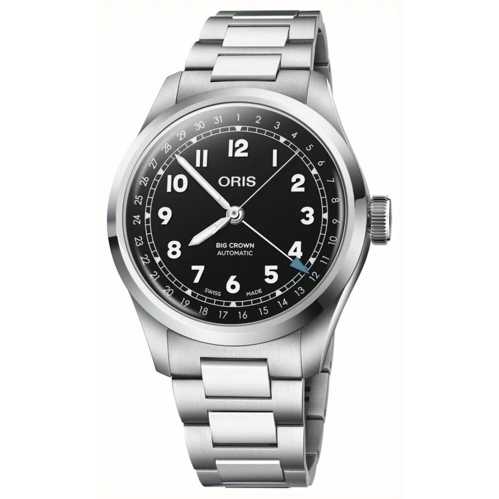 Oris Big Crown Pointer Date 40mm Black Dial Steel Bracelet Watch