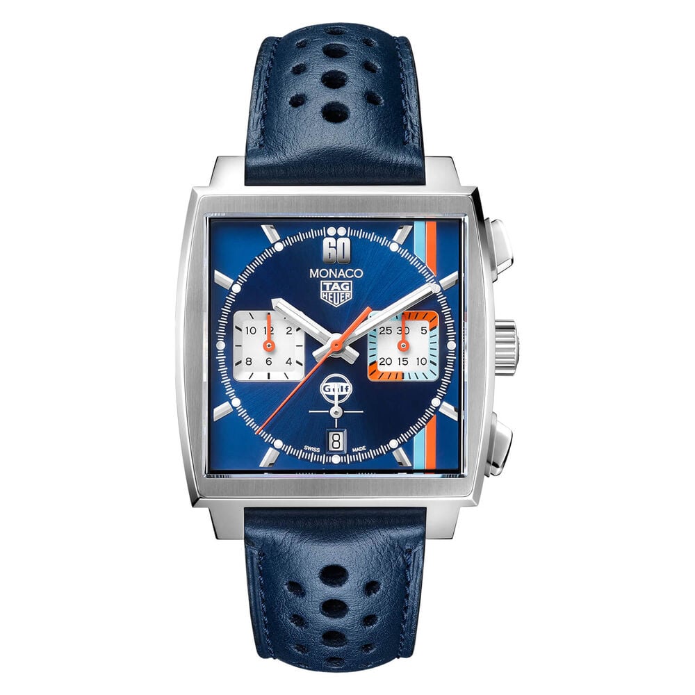 TAG Heuer Monaco Golf Edition 39mm Blue Dial & Strap Watch image number 0