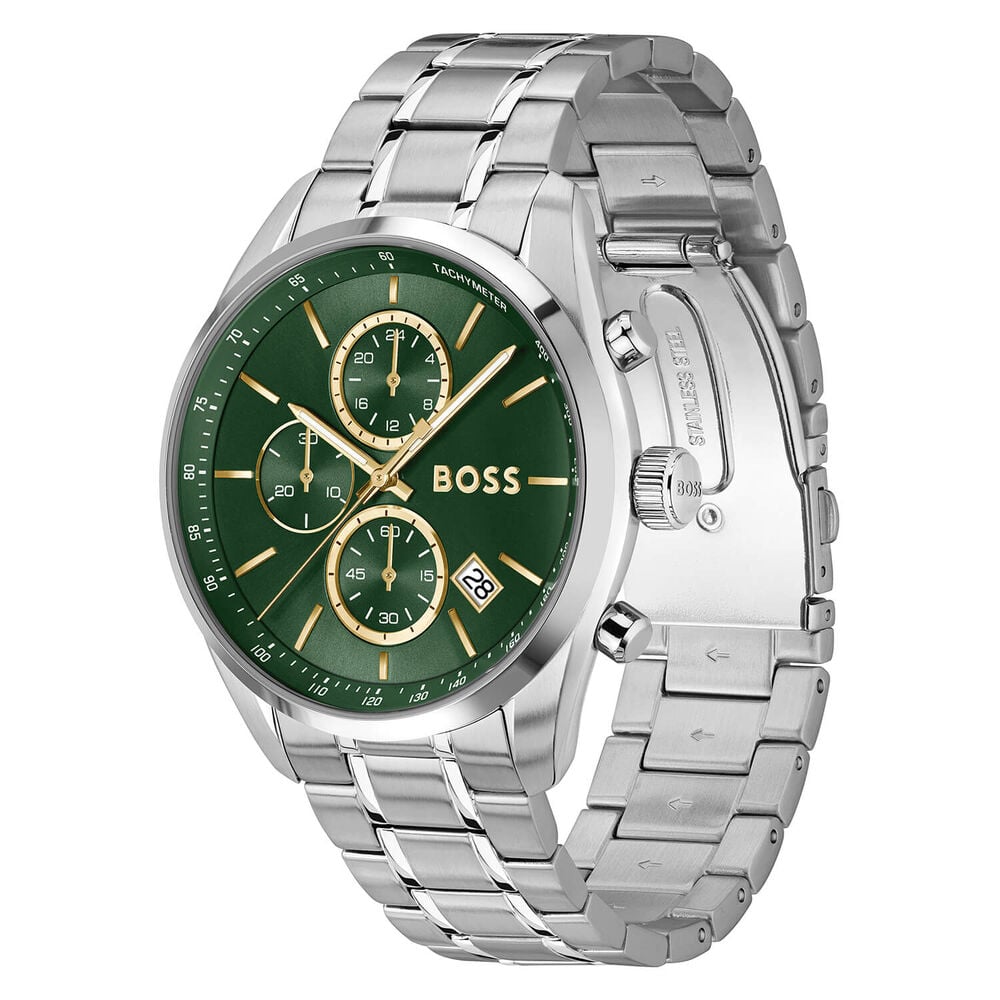 BOSS Grand Prix Chronograph 44.5mm Green Dial Stainless Steel Bracelet Watch image number 2