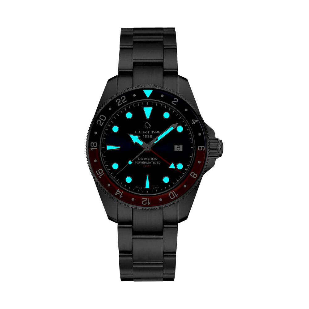 Certina DS Action GMT Powermatic 80 41mm Blue Dial Red & Blue Bezel Steel Bracelet Watch image number 1