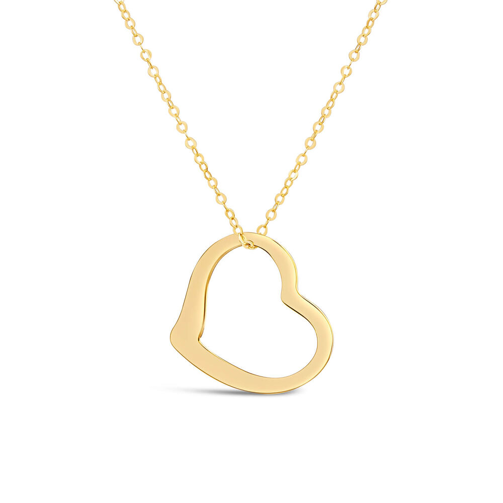 9ct Yellow Gold Open Dangling Heart Necklet