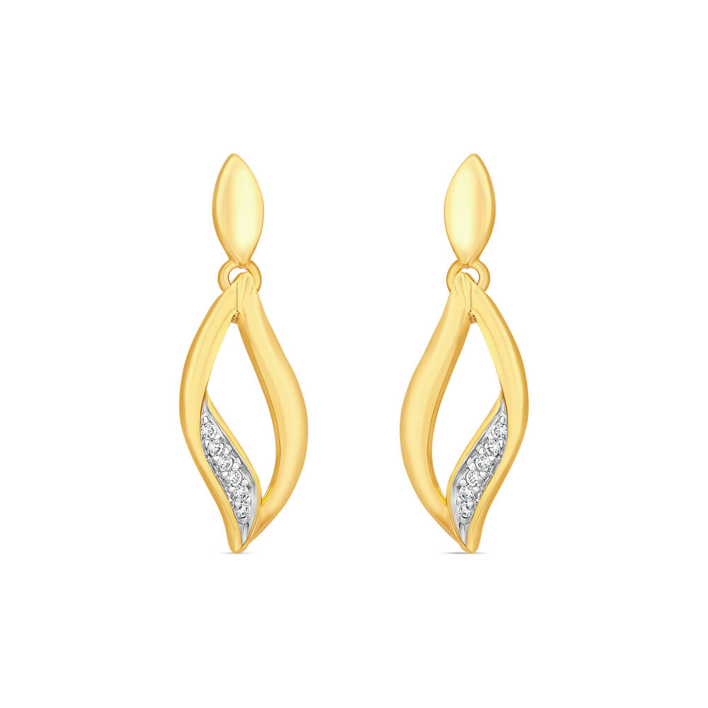 9ct Yellow Gold Diamond Flame Drop Earrings image number 0