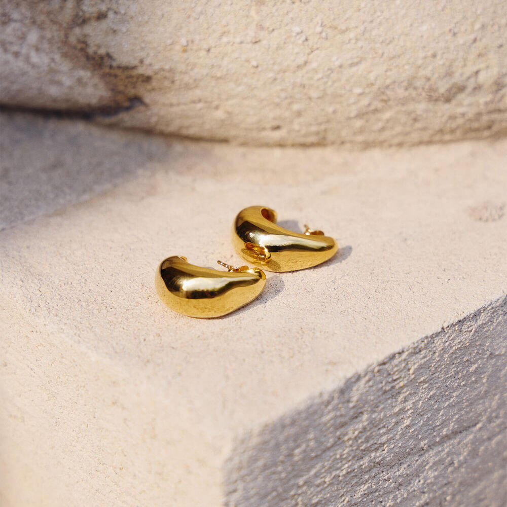 Missoma 18ct Gold Plated Brass Dome Medium Hoop Earrings