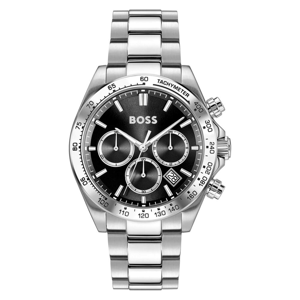 BOSS Hero 2.0 Chronograph 43mm Black Dial Stainless Steel Bracelet Watch image number 0